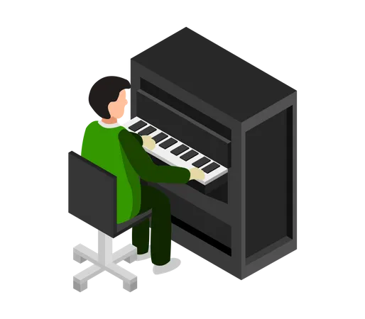 Tocando piano  Ilustração