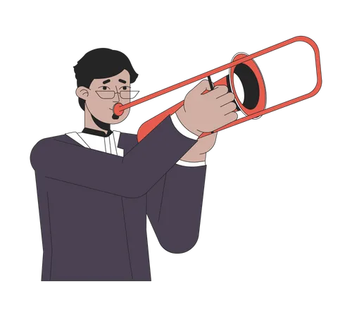 Tocando trombone  Ilustração