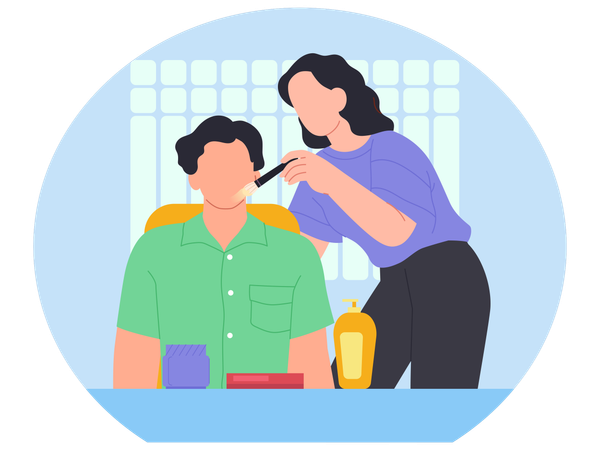 Tochter macht Vaters Make-up  Illustration