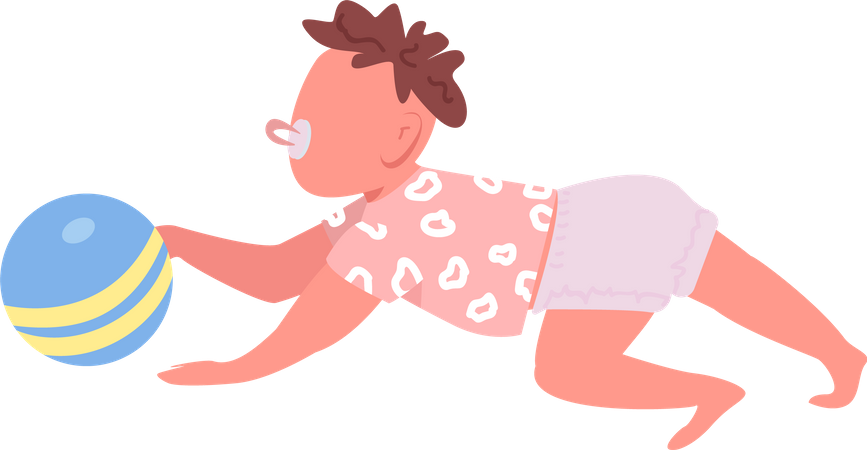 Toddler playing with ball  Illustration