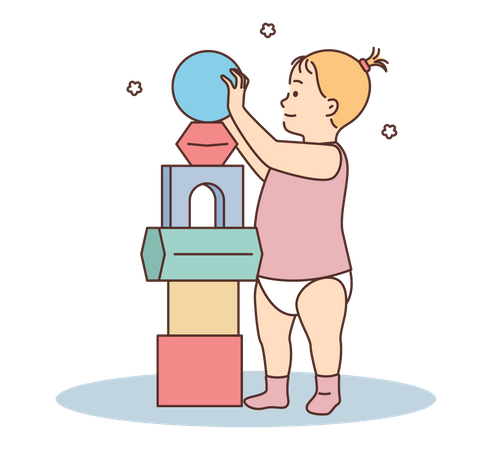 Toddler playing with kids toys  Illustration