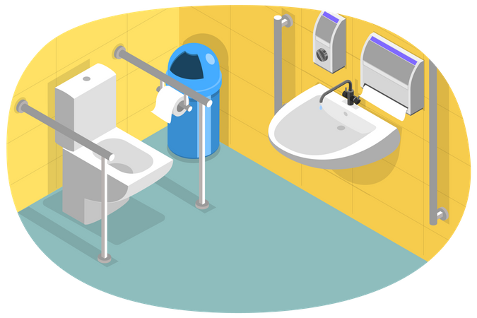 Toilettes pour personnes handicapées et toilettes publiques accessibles  Illustration