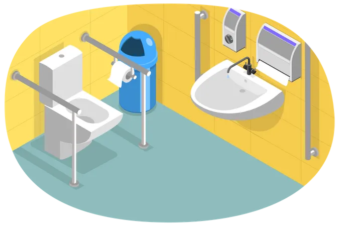 Toilettes pour personnes handicapées et toilettes publiques accessibles  Illustration