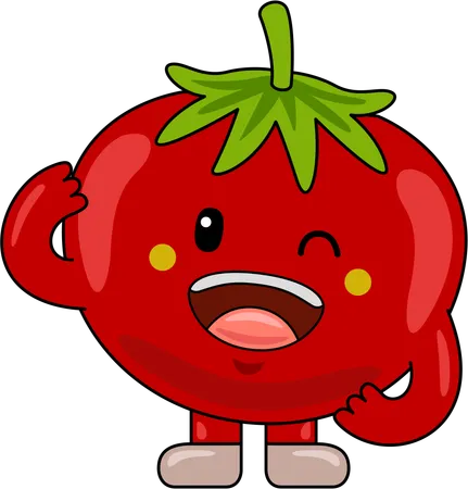 Mascotte de tomate en train de rire  Illustration