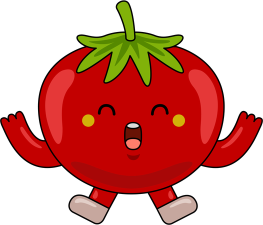 Tomaten-Maskottchen springt in die Luft  Illustration