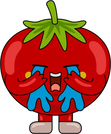 Tomaten-Maskottchen-Charakter weint  Illustration