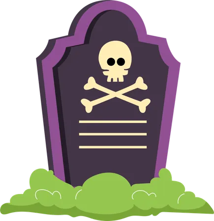 A Simple Yet Spooky Tombstone Adorned With A Skull And Crossbones Resting In A Ghostly Fog Illustration