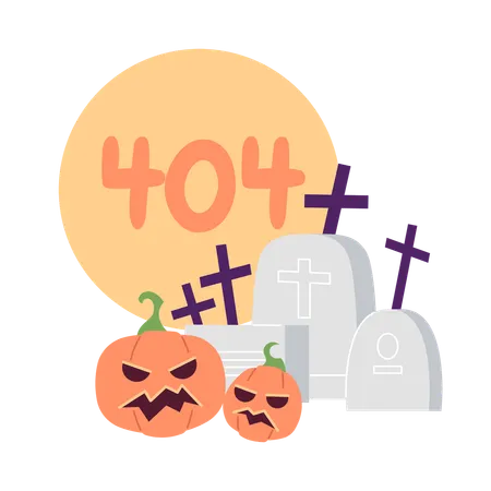 Tombstones Pumpkins With Moon Error 404 Flash Message Graveyard Spooky Jack O Lanterns Empty State Ui Design Page Not Found Popup Cartoon Image Vector Flat Illustration Concept On White Background Illustration