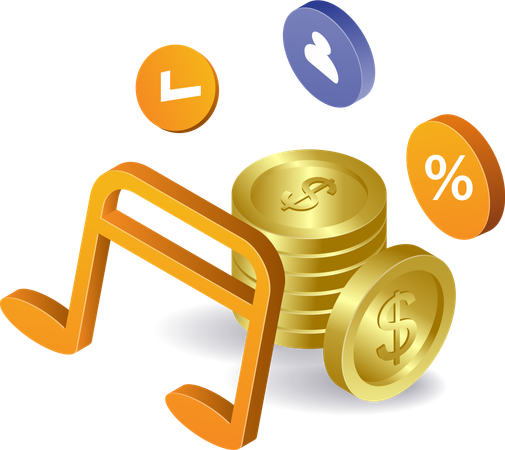 Tone symbol with coins isometric  Illustration