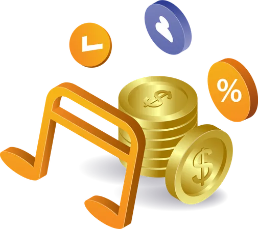 Tone symbol with coins isometric  Illustration