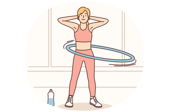 Toned woman training at home  Illustration