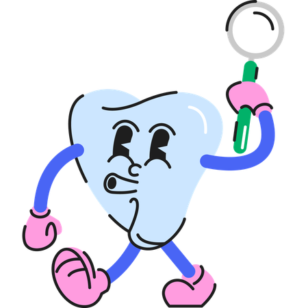 Tooth character whistling and walking  Illustration