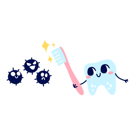 Tooth fighting germs  Illustration