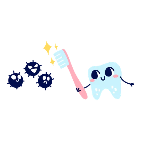 Tooth fighting germs  Illustration