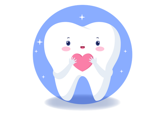 Tooth holding heart  Illustration