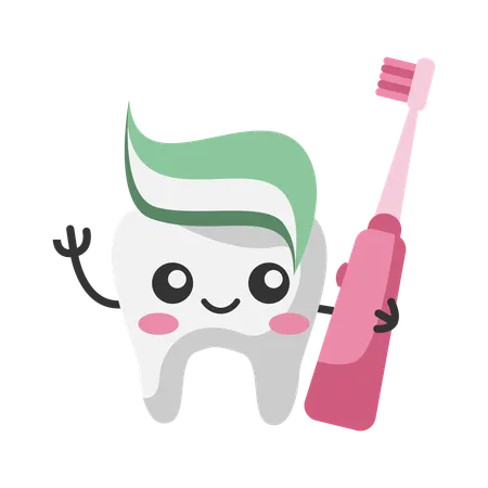 Tooth holding Toothbrush for cleaning tooth  Illustration