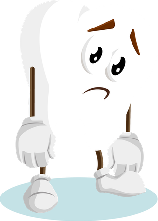 Tooth Logo mascot sad pose  Illustration