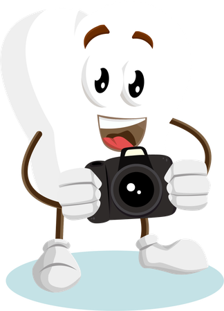 Tooth Logo mascot with camera pose  Illustration