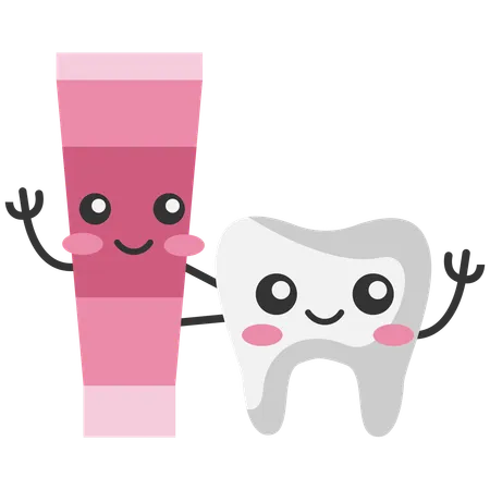 Tooth paste and tooth  Illustration