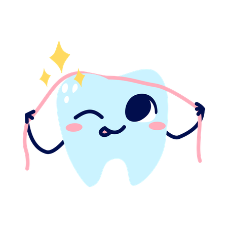 Tooth with floss  Illustration