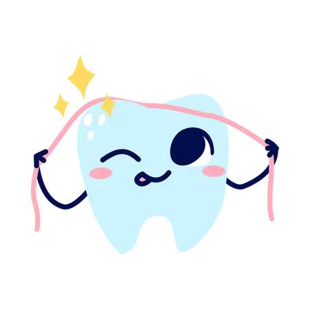 Tooth with floss  Illustration