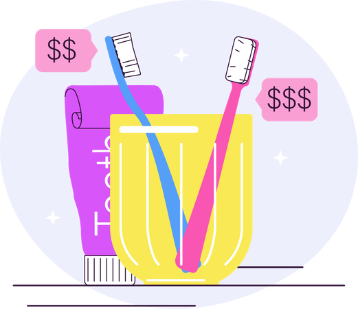 Toothpaste and tooth brush price  Illustration