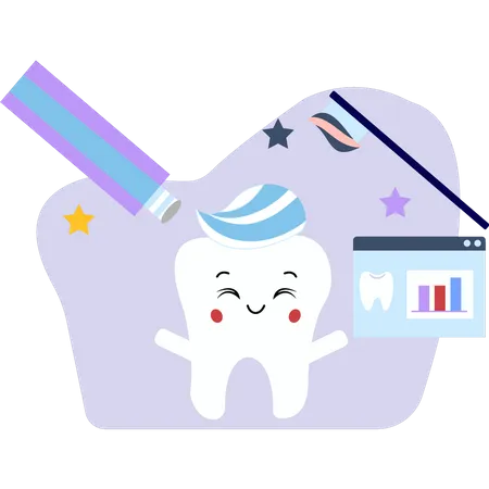 Toothpaste cleans teeth  Illustration