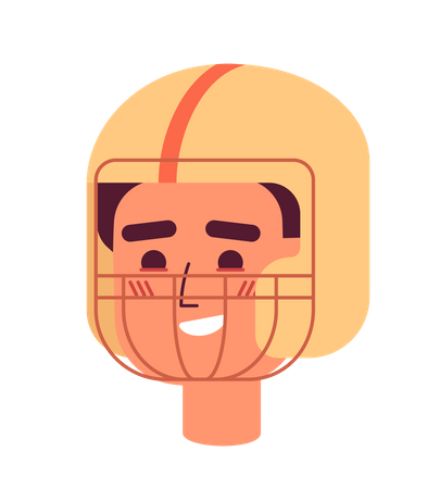 Toothy smiling young man wearing american football helmet  イラスト