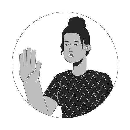 Top knot black girl saying hi  Illustration