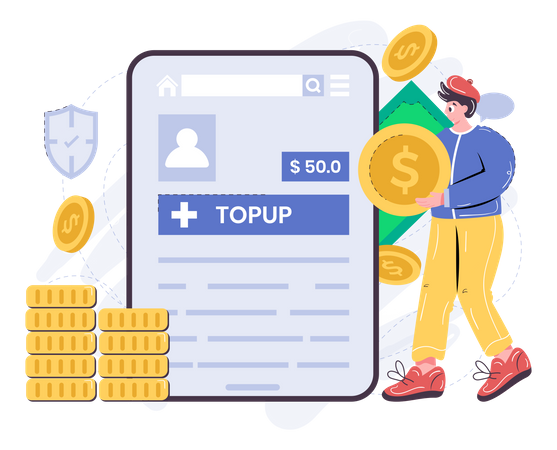 Top-up balance in neo bank account Illustration