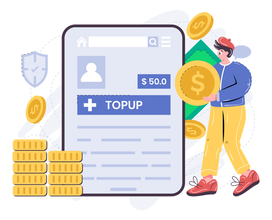 Top-up balance in neo bank account  Illustration