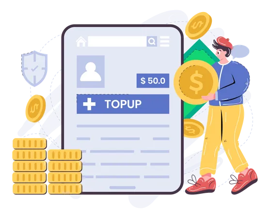 Top-up balance in neo bank account  Illustration