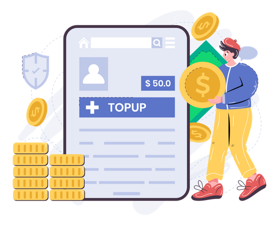 Top-up balance in neo bank account  Illustration