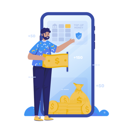 Top up money savings  Illustration