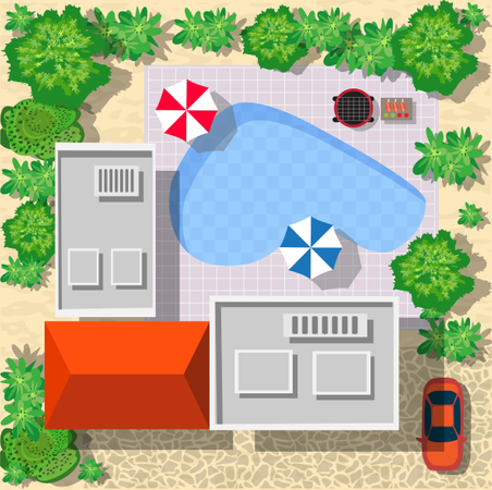 Top view of houses Illustration