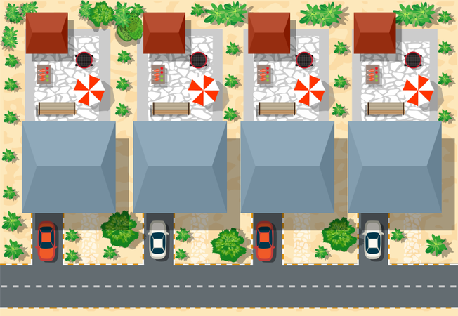 Top View Of Houses  Illustration