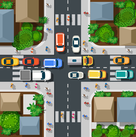 Top view of urban  Illustration