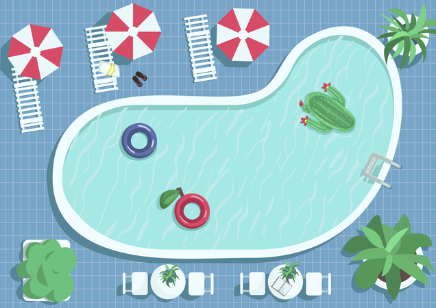 Top view round swimming pool  Illustration