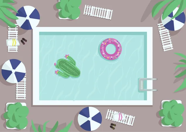 Top view square pool  Illustration