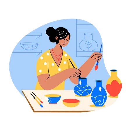 Töpfer macht Keramiktopf  Illustration