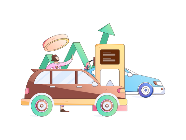 Topping up the gas in car  Illustration