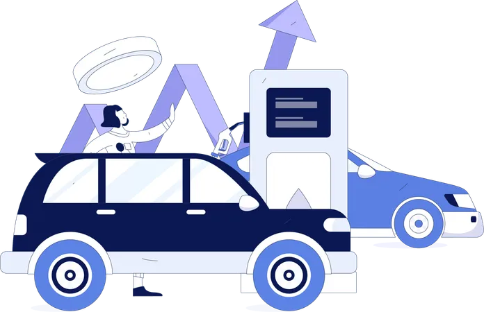 Topping up the gas in car  Illustration