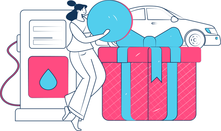 Topping up the gas in car  Illustration