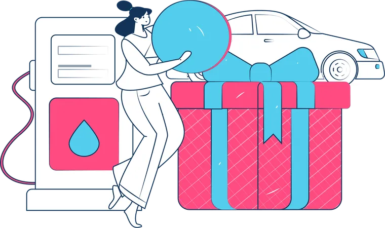 Topping up the gas in car  Illustration