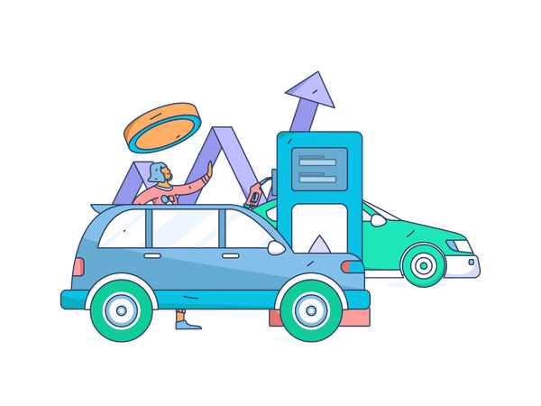 Topping up the gas in car  Illustration