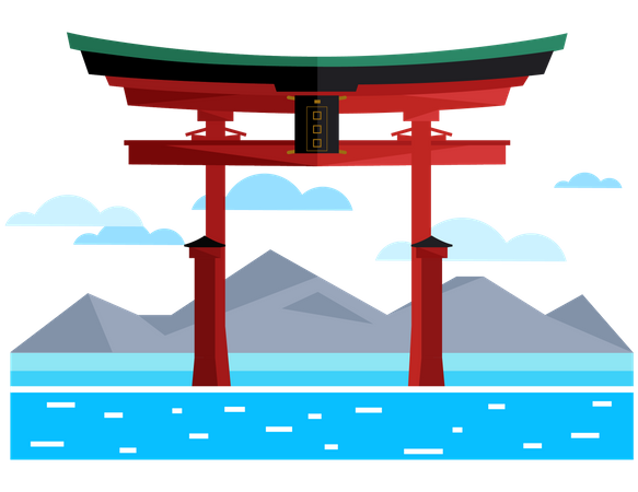 Torii Gates In Japan  Illustration