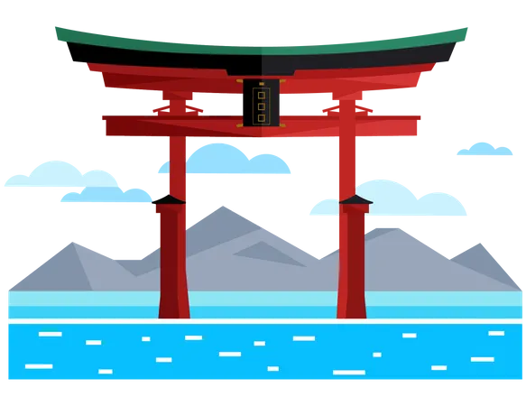 Torii Gates In Japan  Illustration