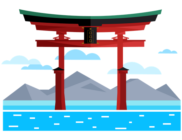 Torii-Tore in Japan  Illustration