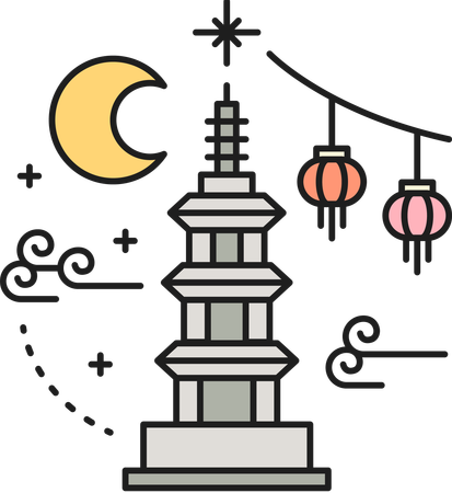 Torre de Pedra Budista  Ilustração