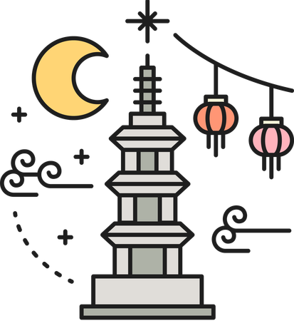 Torre de piedra budista  Ilustración